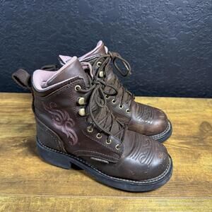 Justin‎ Women's Katerina Waterproof Work Boots - Steel Toe Size 5 Brown Pink
